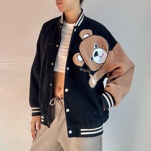 Honey River Teddy Varsity Jacket Sz XL